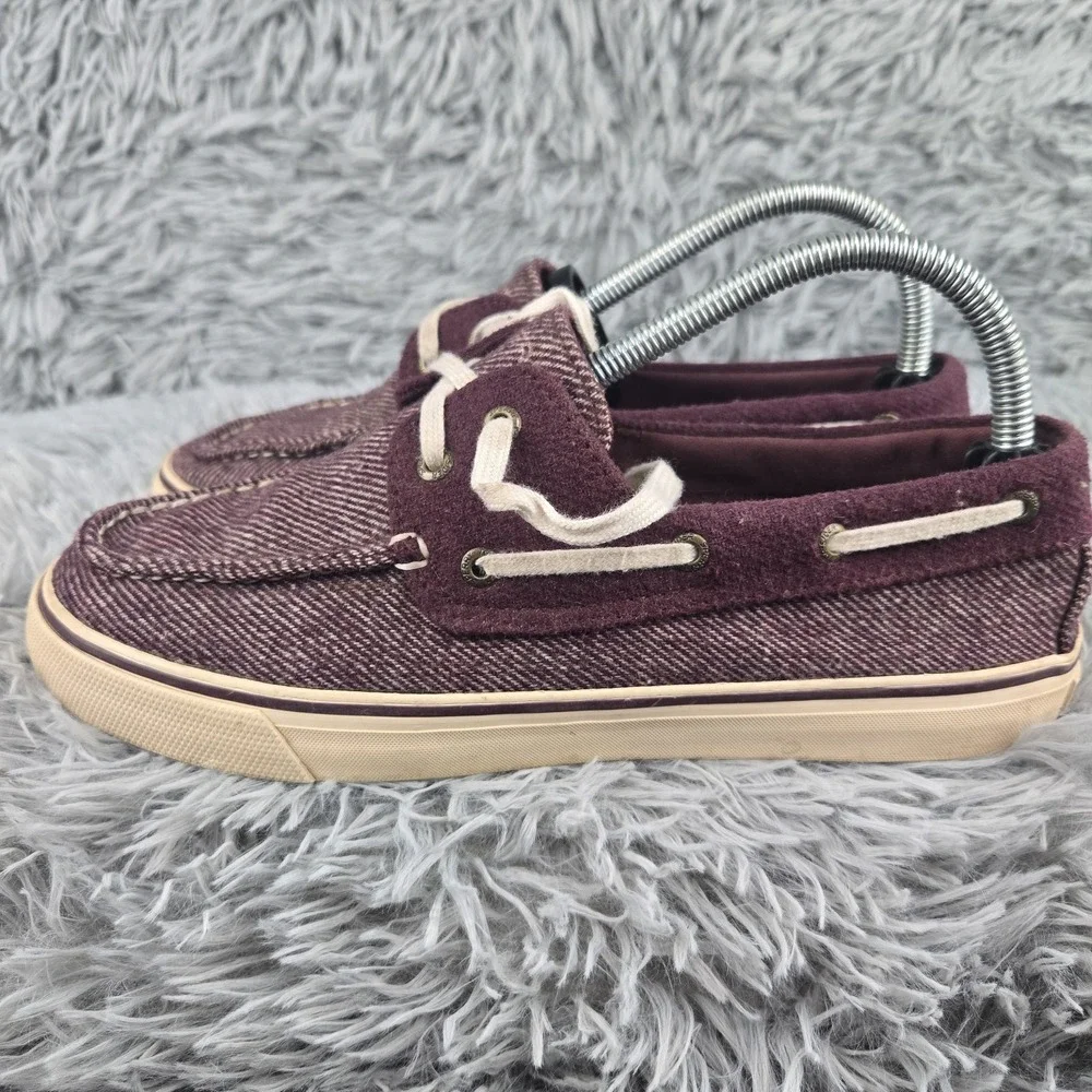 Sperry Womens 8.5 Burgundy Twill Suede STS90690 Boat Shoes‎